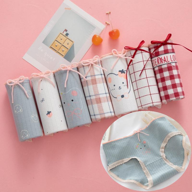 7Pcs/set Cotton Panties Sexy Underpants For Women Underwear Girls Briefs Female Ladies Intimates Lingerie Breathable Soft Pantys