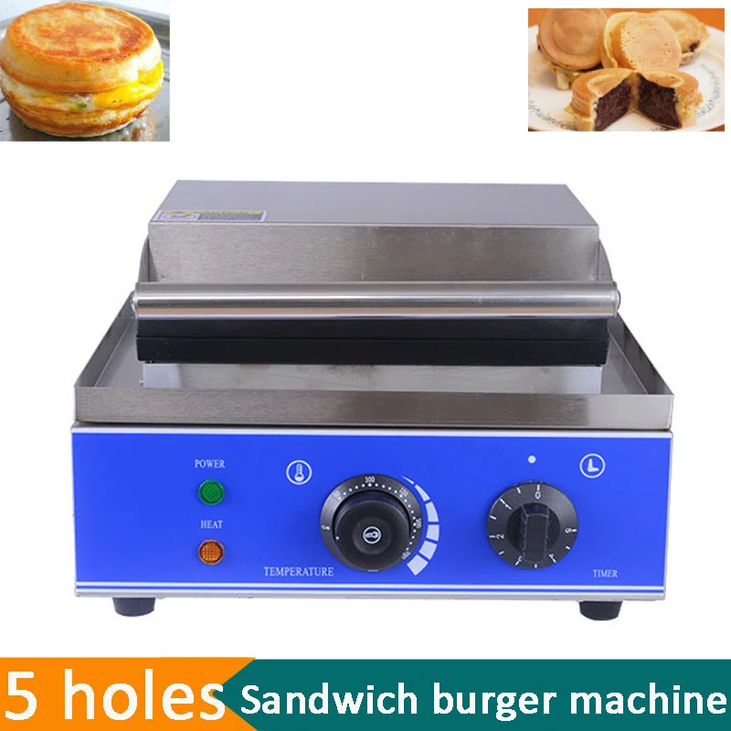 Panino Elettrico Uovo Carne Hamburger Forno Torta Rotonda Torta Di Fagioli Rossi Torta Bifacciale Pancake Maker Egg Burger Waffle Machine Home