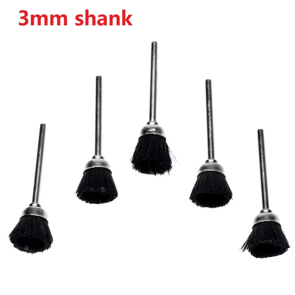 

5Pcs 3mm Mandrel Stiff Abrasive Nylon Cup Brush Polishing Wheels Rotary Tool For Wood Metal Materials Polishing Grinding