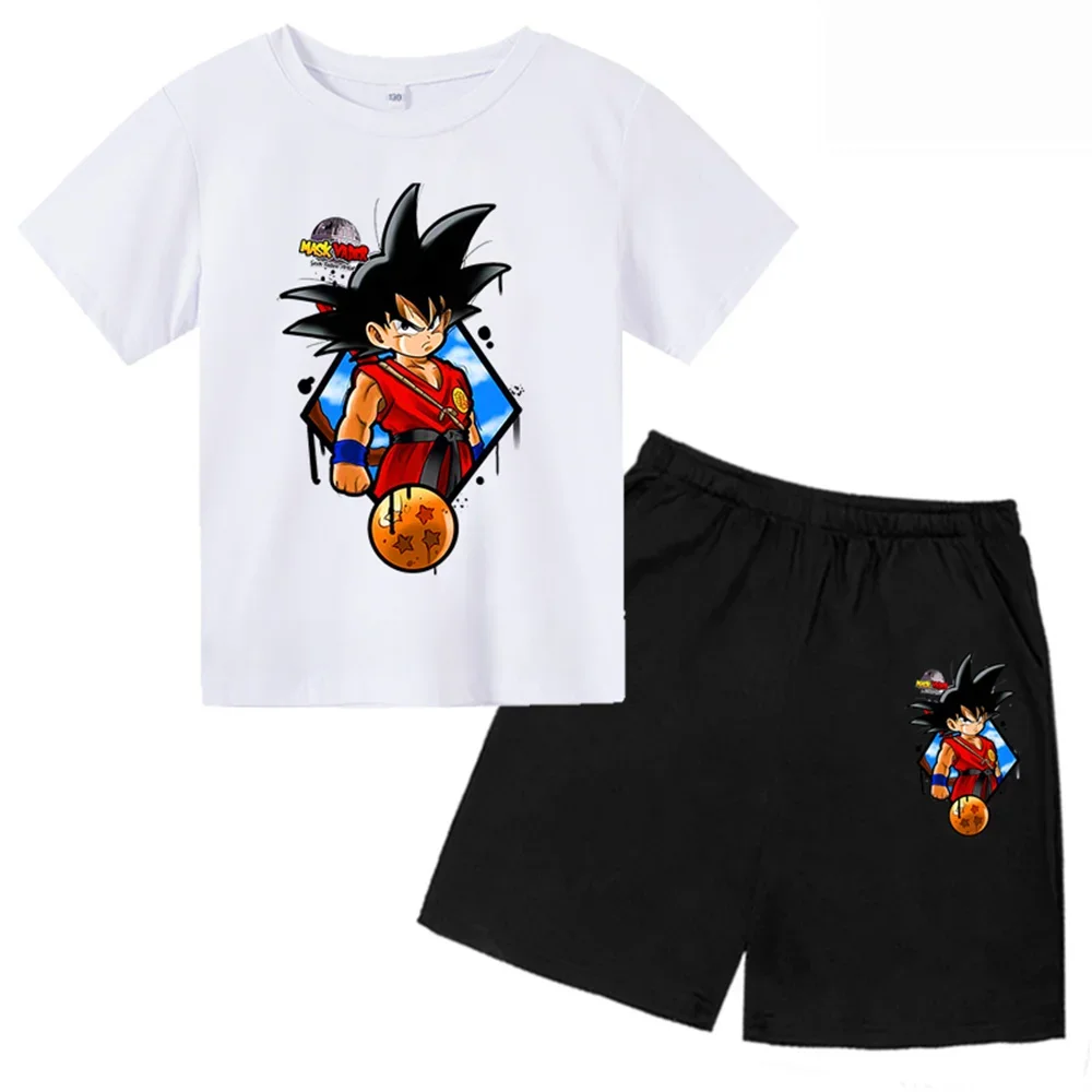 thumbnail image 1 of Conjunto de 2 camisetas de Dragon Ball para niños, camiseta de manga corta de verano para niños y niñas, camiseta informal de manga corta, ropa para niños, 1 of 5