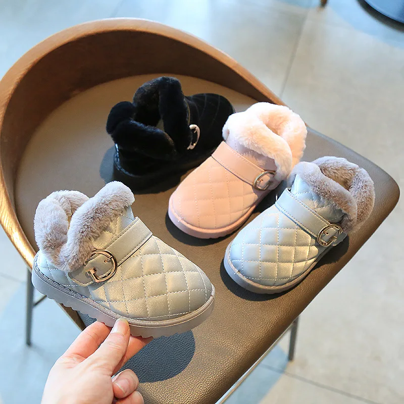 

Winter New Kids Snow Boots Fashion Waterproof Non-slip Girls Boots Plush Warm Cotton Shoes Outdoor Children Thicken Ankle Boots