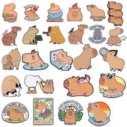 Cute Capybara Enamel Pin Don't Worry Be Cappy Animal Brooch Hippo Toad Frog Lapel Accessories Backpack Jewelry Kid Women Gift