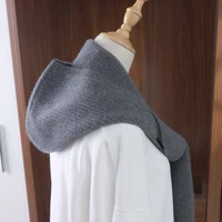 100%Wool Knitted Scarf Shawl For Women Winter Soft Warm Fashion Hooded Fake Collar Solid Multifunctional Neck Warmer Scarves - Image 3