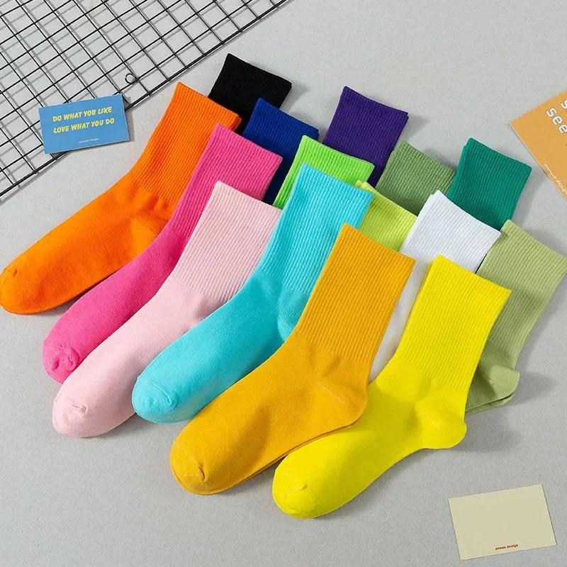 socks women 1 pair colorful mid tube Harajuku style autumn winter soft versatile skateboard