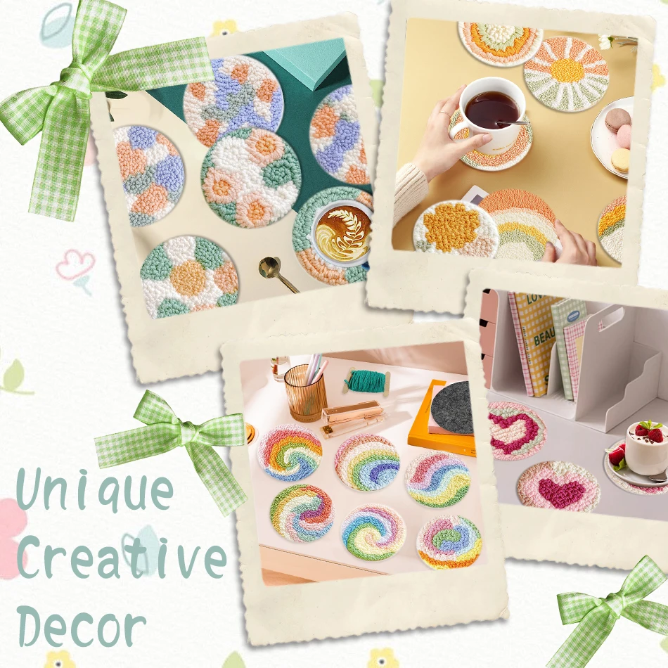 Sunset Punch Needle Coasters 6