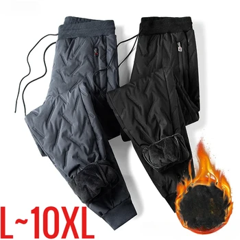 Nuovo Grande Formato Pantaloni Invernali Da Uomo di Spessore Foderato In Pile Jogger di Cotone Imbottito Caldo Pantaloni Da Lavoro Maschile Più Grande Pantaloni Sportivi 9XL 10XL Autunno 1