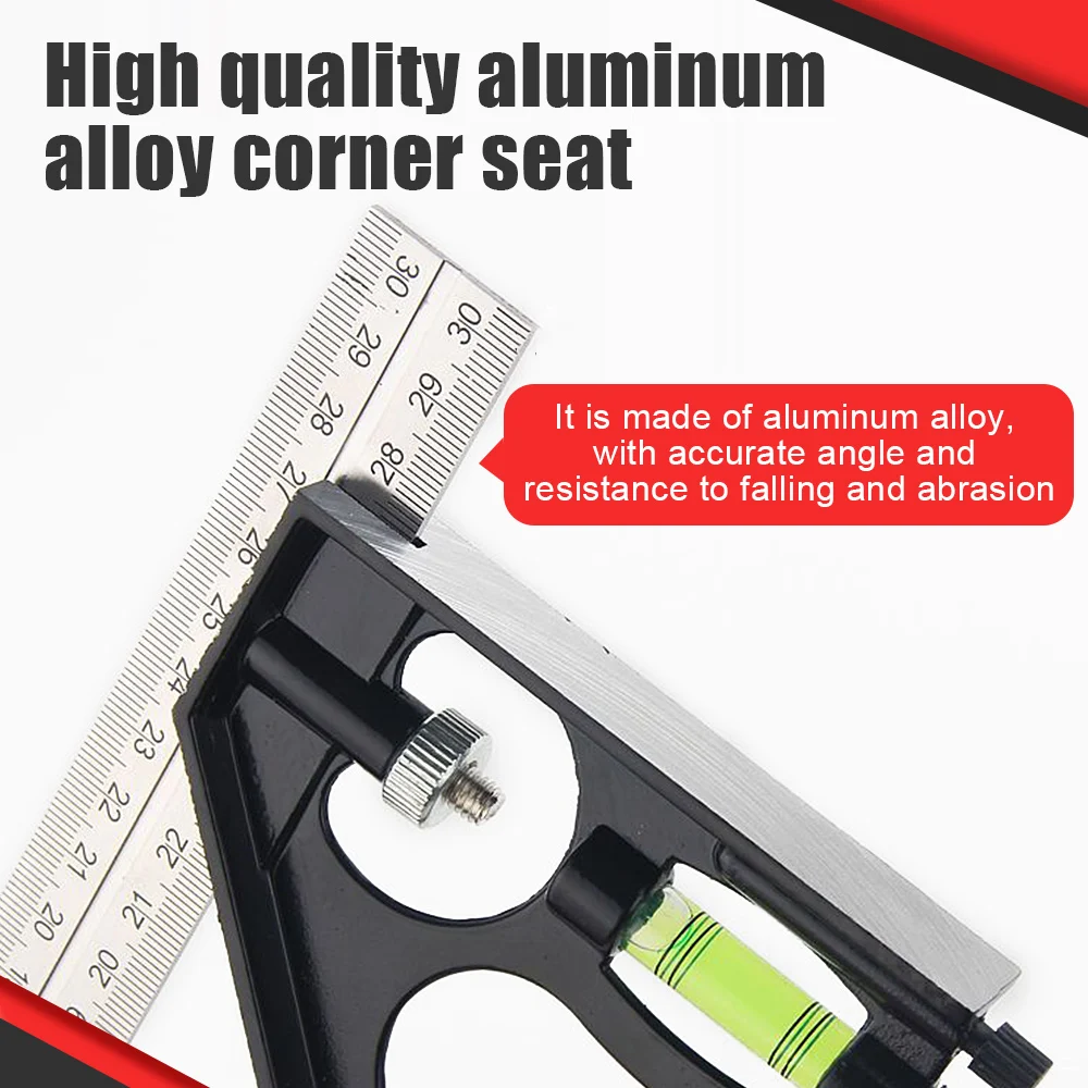 DIY Precise Stainless Steel Aluminum Measuring Tools Adjustable Woodworking Right Angle Ruler Protractor