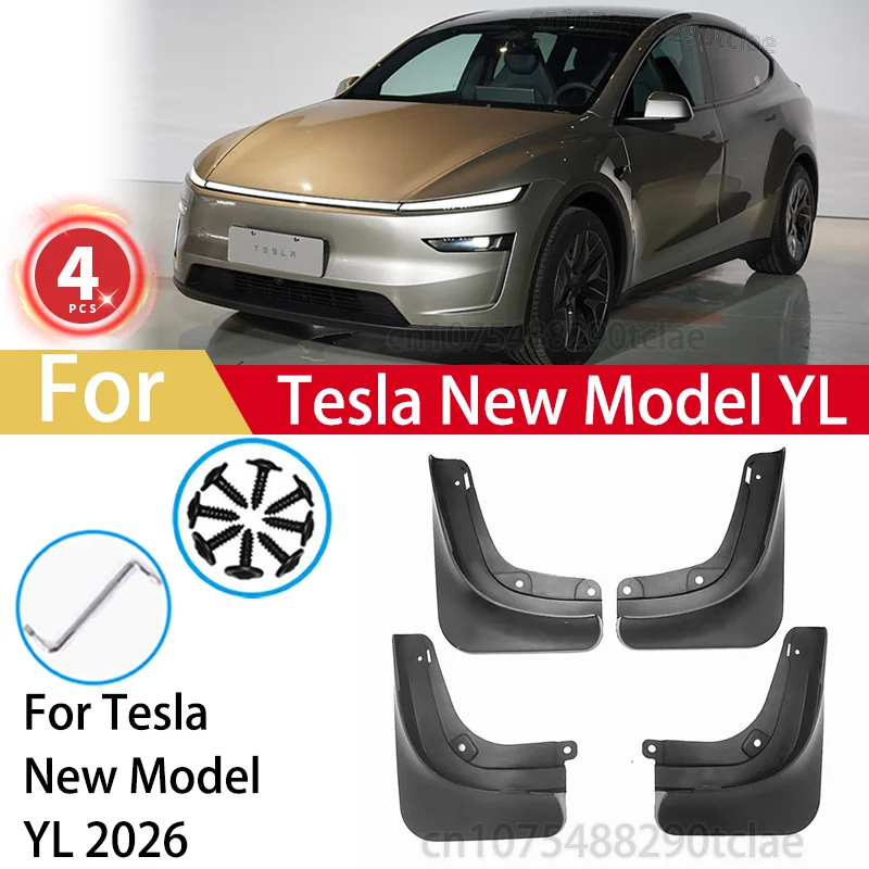 4Pcs Mudguards For Tesla New Model YL 2026 Mud Flaps Splash Guards MudFlaps Front Rear Fender Car Accessories