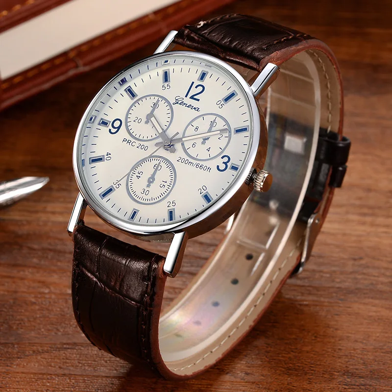 Ultra Thin Watch Men Sports Watches GENEVA Leather Band Analog