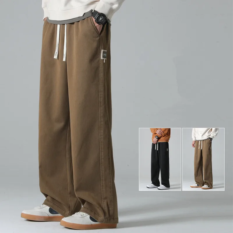 

Mens Sweatpants Cargo Pants Straight Wide Leg long Pants Loose Sports Casual Trousers Spring Black Brown XXXXL