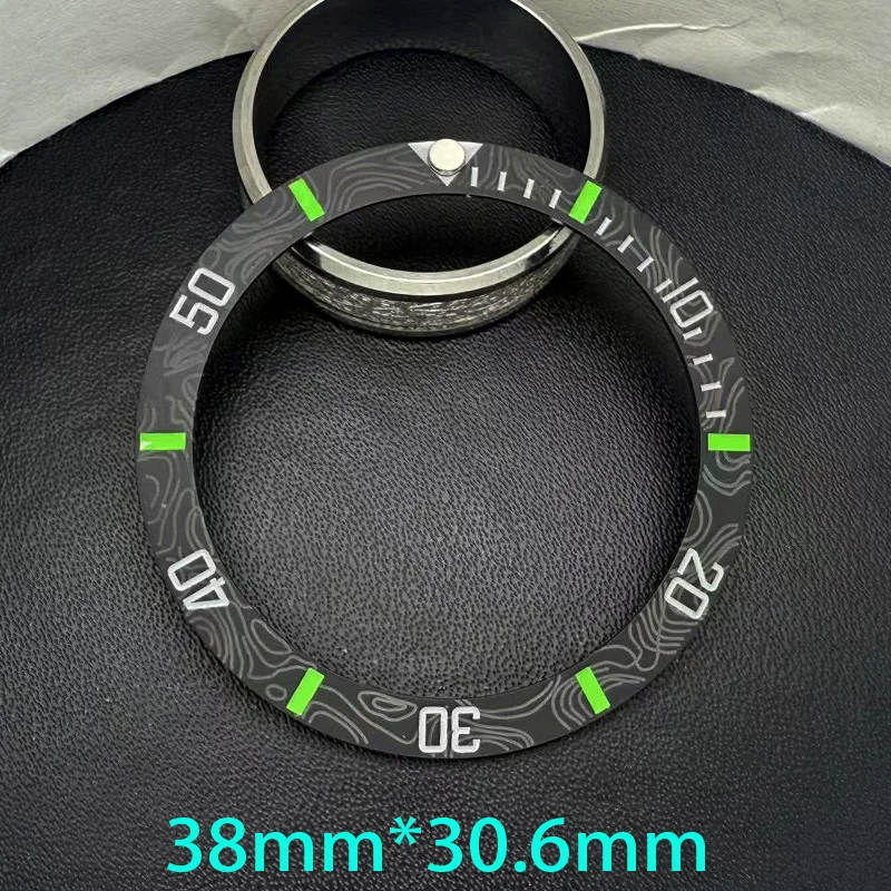 Imitation Carbon Fiber Curved Ceramics Bezel Insert