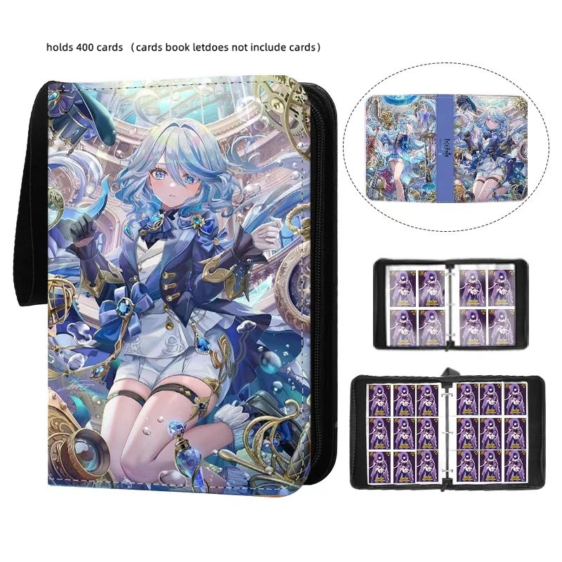 400-900pcs Anime Genshin Impact Compartments Yae Miko Raiden Shogun Game Zipper Binder Collection Card Book Toy Birthday Gift