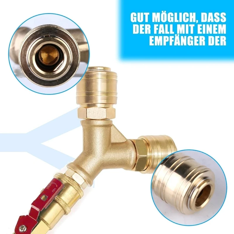 

3 Way Air Compressor Fittings Y Connector Splitter Thread Quick Release Coupler DropShipping