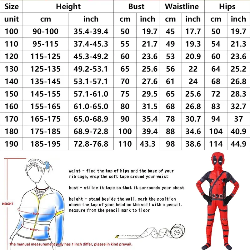 Cosplay Costume Deadpool Costume Kids Cosplay Mask Suit Jumpsuit Superhero Deadpool Cosplay Bodysuit Halloween Spider Man Costume Adult Children