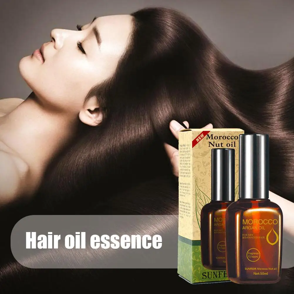 50ML Hair Care Moroccan Pure Argan Oil Hair Essential Oil for Dry Hair Types Multi-functional Hair Care Products for Woman J2W6
