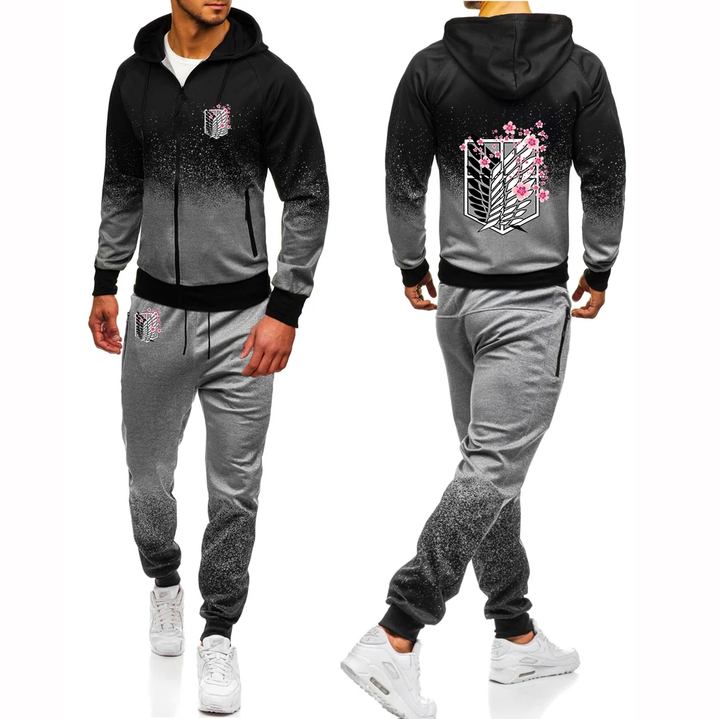 

Attack on Titan 2023 Men New Anime Shingeki no Kyojin Autumn Hoodies Sweatpant Harajuku Sports Comfortable Gradient Suit