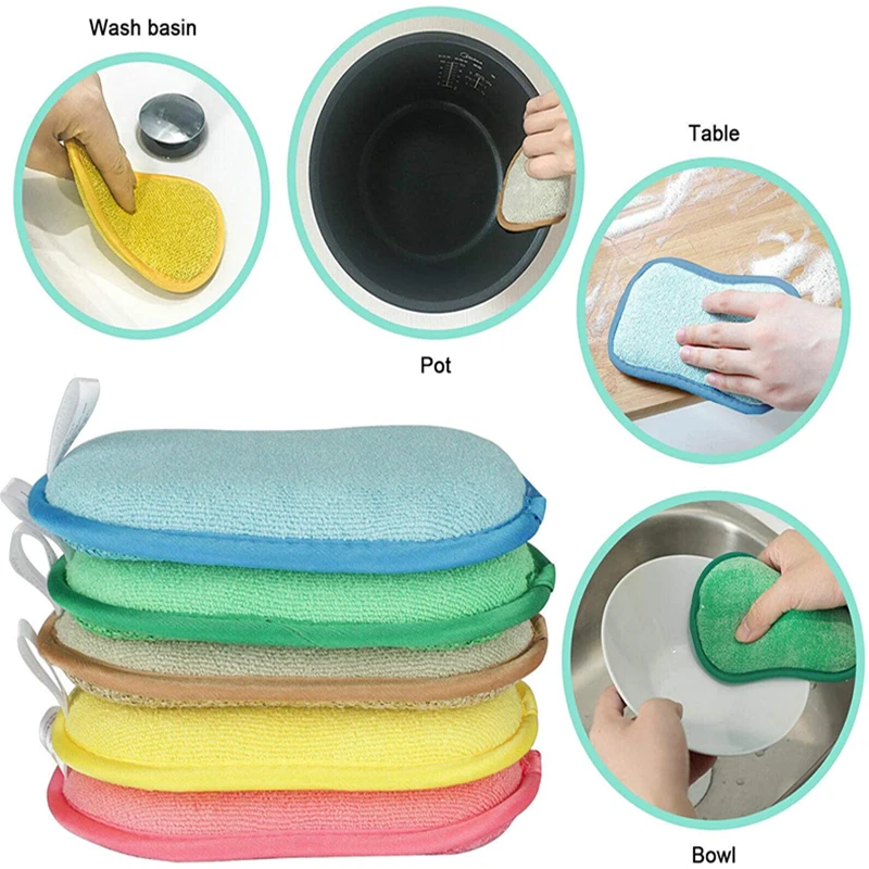 Ciieeo 10pezzi Spugne Per Lavare Piatti Rotonde Doppia Faccia Spugne Multiuso Per Cucina Pulizia Efficiente Per Piatti Piano Cottura E Superfici