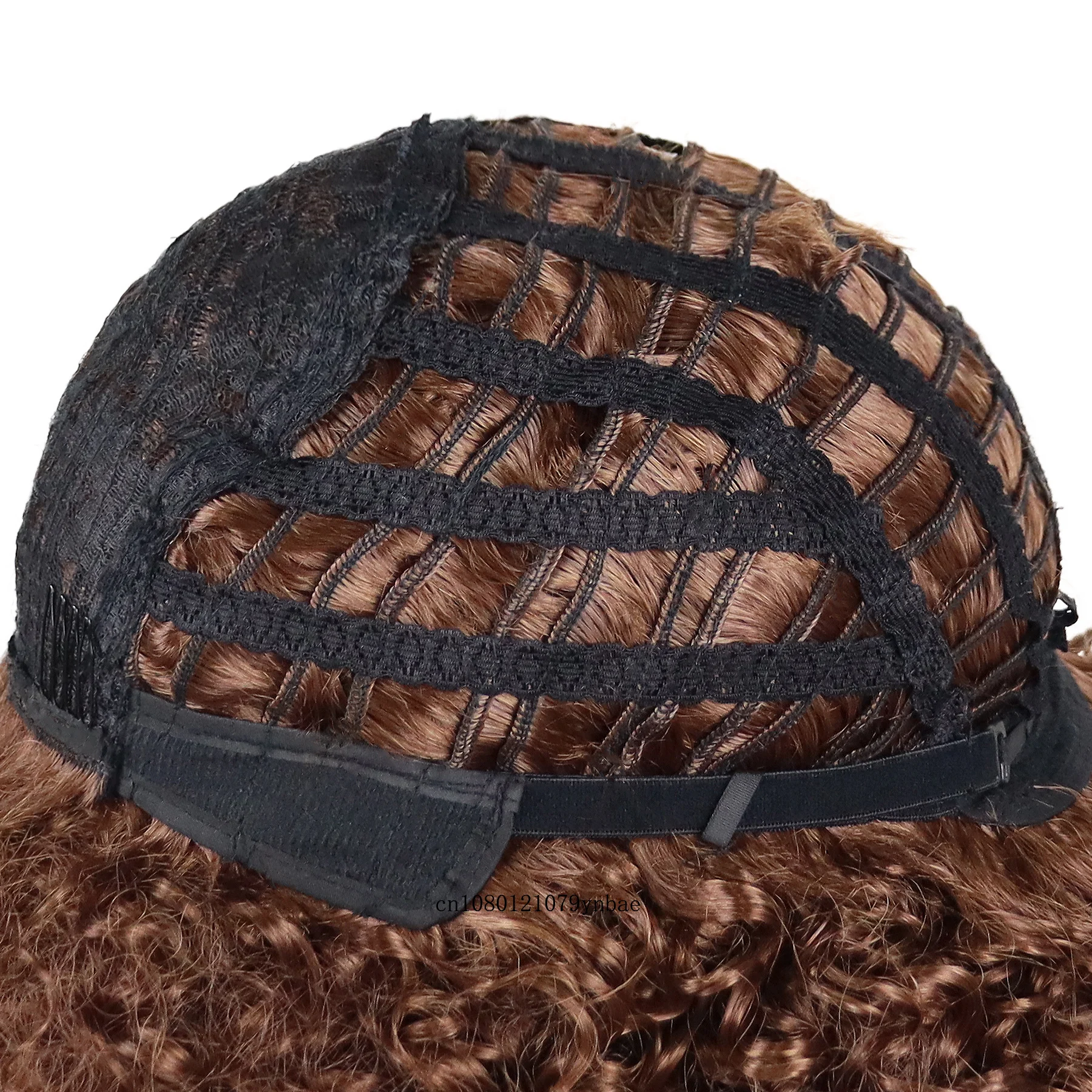 Synthetic wig for men short afro kinky curly with bangs heat resistant natural mix brown cosplay highlight male costume synthetic wig