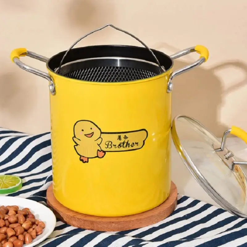 3L Iron 18cm Deep Fry Pot Kitchen Fryer With Strainer