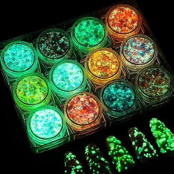 Gel per trucco glitterato a 12 colori che si illumina al buio Gel glitter per il corpo UV Glitter per il viso per le donne Gel per trucco glitter per feste festival 1