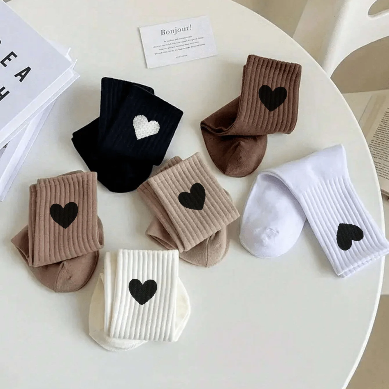 Women's Trendy Heart Crew Socks - Comfortable & Breathable Multi-Pack