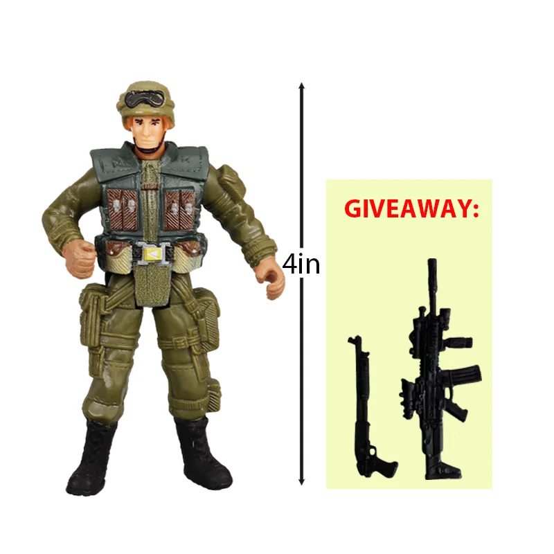 Set 12 Soldatini Giocattolo Con Armi – Figure Esercito, Marina E Polizia – Altezza 10 Cm