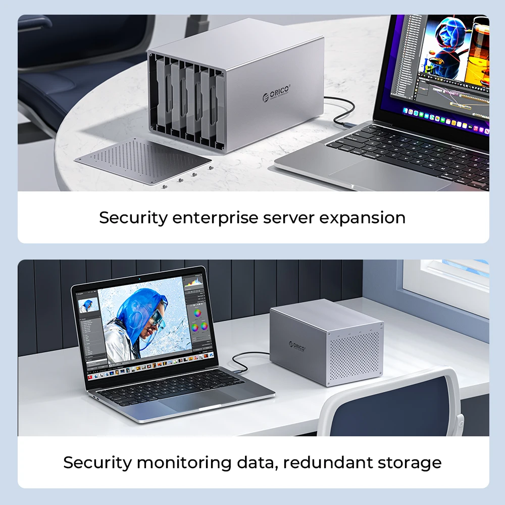 ORICO WS Series 3.5'' 80TB Max Aluminum HDD Docking Station 4/5 Bay Type B/ Type C Hard Drive Enclosure