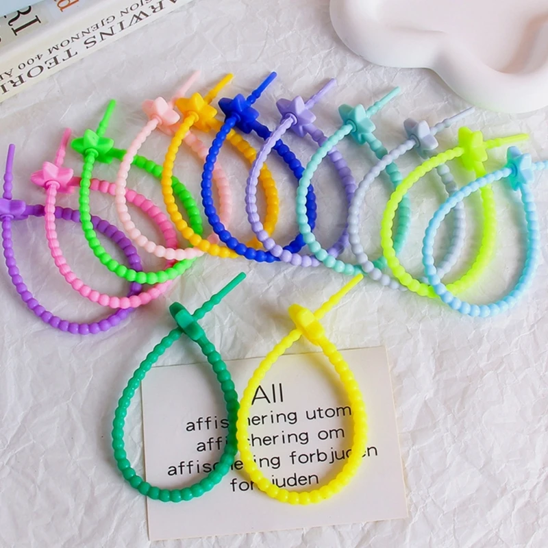 

22cm Colored Small Star Silicone Rope DIY Jewelry Keychain Accessories Self-Locking Strap Lanyard Strap Easy to Use DropShip