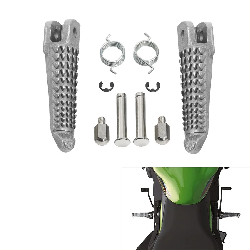 Front Driver Footpegs Footrest For Kawasaki Ninja 400-Z400-ZX-4RR ZX-4R-Z7 Hybrid