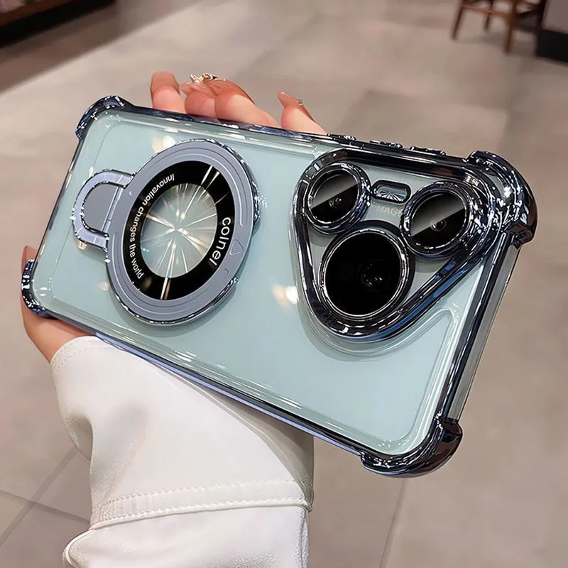 Luxury Transparent Electroplating Magnetic Airbag Bracket Case