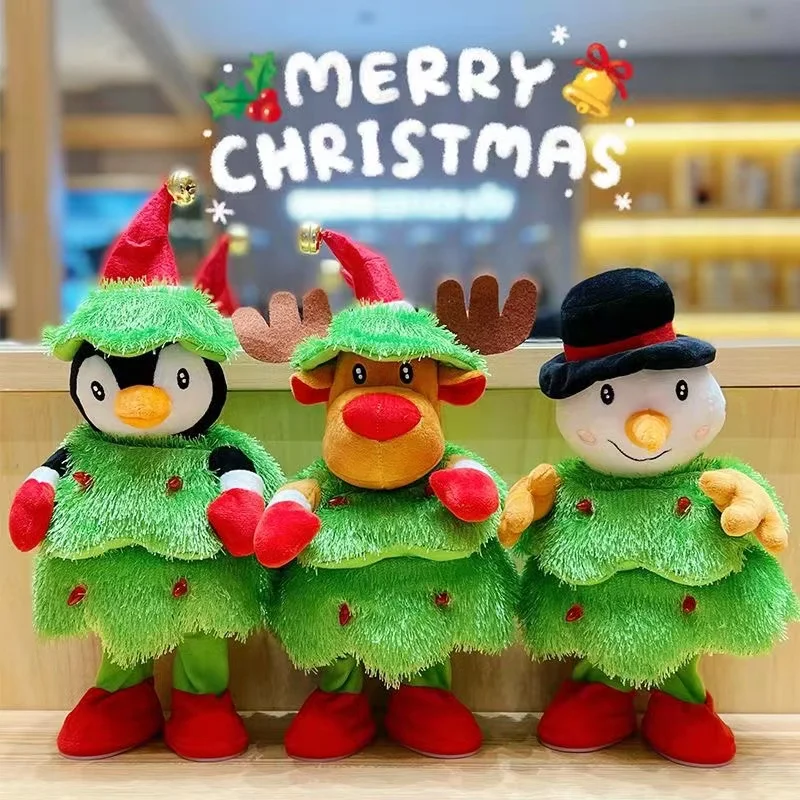 christmas snowman penguin shower curtain set non slip rug toilet lid cover bath mat xmas trees winter kids bathroom decor screen Dancing Snowman Penguin Elk Doll Children's Electric Plush Toys Christmas Gift