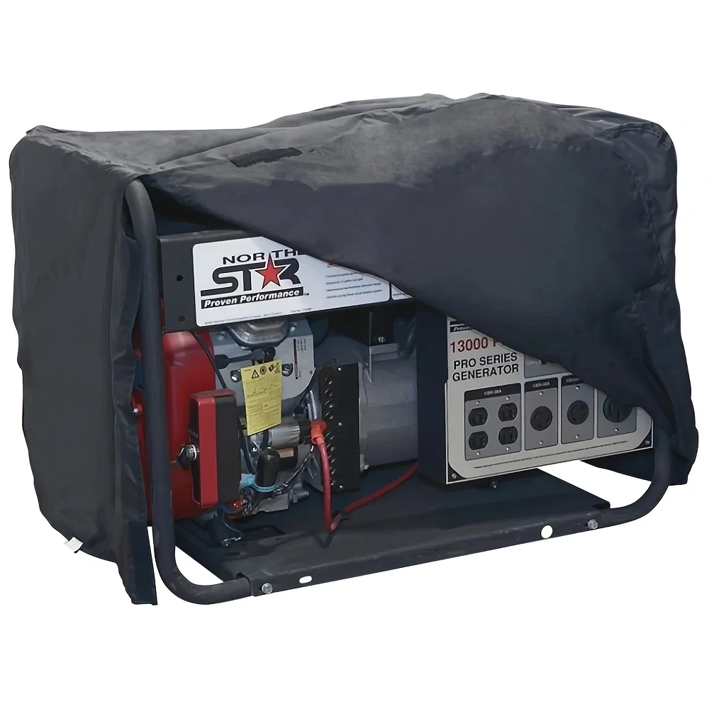 1pc Waterproof Universal Generator Cover For Most Generators 5500-15000 Watt, Black, 96.52x71.12x76.2cm 2