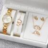 6PCS/Set Simple Scale Dial Women's Watch Fashion Gold Steel Band Quartz Watches Jewelry Set（Without Box） 1