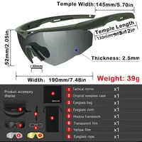 Ударопрочные очки для стрельбы с 3 линзами, 2,5 мм, военные тактические очки, противотуманные, ветрозащитные, очки для шоссейного велоспорта, антипарры — изображение 5