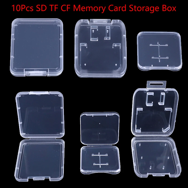 10Pcs Transparent Plastic Storage Boxes SD Camera CF Memory Card Case With Cover Phone TF Card Packaging Box memory card case photography storage case