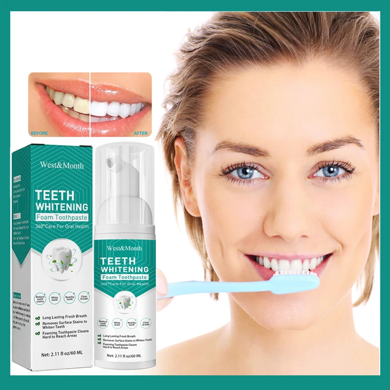 

Teeth Whitening Mousse Foam Deep Cleaning Fresh Breath Remove Plaque Stains Whitener Tooth Bleaching Dental Oral Hygiene 60ml