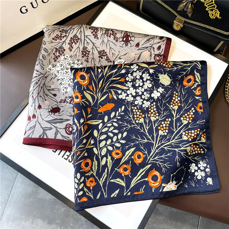 

Gift Korean Style Three-Dimensional Flower Mulberry Female Ornament Scarf Silk 53cm Kerchief Neckerchief