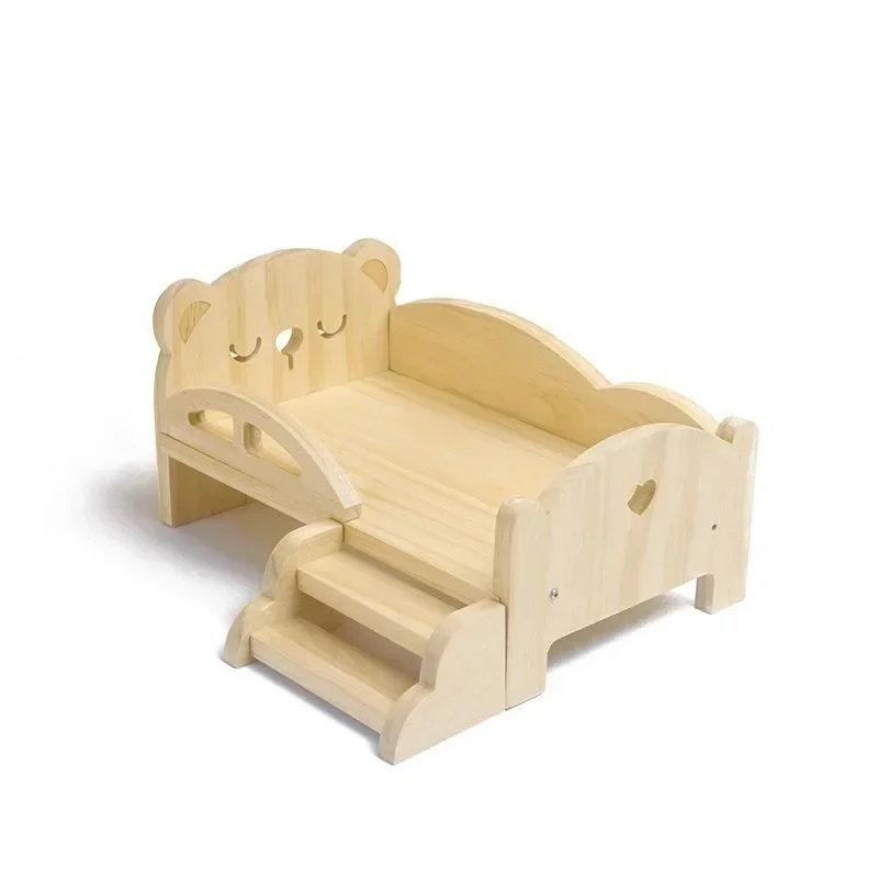 

Baby Doll Miniature Bed with Stairs Fashion Doll Play for 20cm 1/6 Doll Accessory Play House Furniture Set Dollhouse Decoration