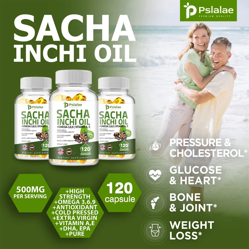 Sacha Inchi oil supplement for brain & heart health rich in Omega 3 6 9 antioxidants