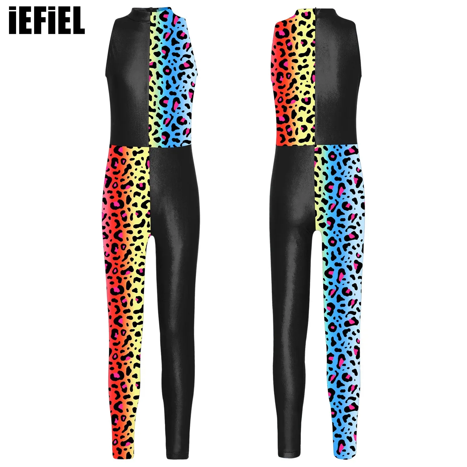 Kids Girls Print Body Da Ballo Di Un Pezzo Elastico A Figura Intera Patchwork Body Dance Yoga Costumi Sportivi Da Ginnastica