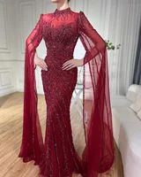 Caramel Cape Sleeves Mermaid Beaded Luxury Dubai Evening Dress SERENE HILL 2025 Formal Gown Wedding Party GLA71885A Customized 4