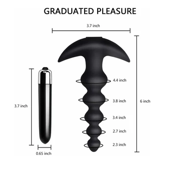 2 In 1 Vibrating Anal Beads Butt Plug Tapered Design Silicone Prostate Massager Bullet Vibrator Sex Toys for Men Women Couples 6