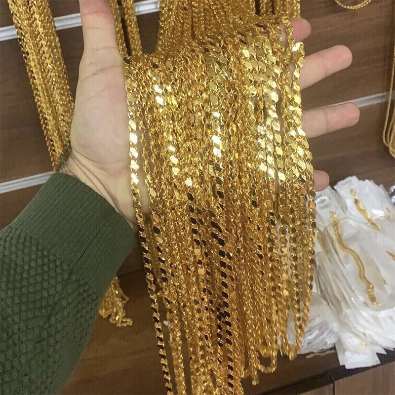 Dubai Gold Plated Chain Necklace Handmade Twisted Chain Hair Necklace