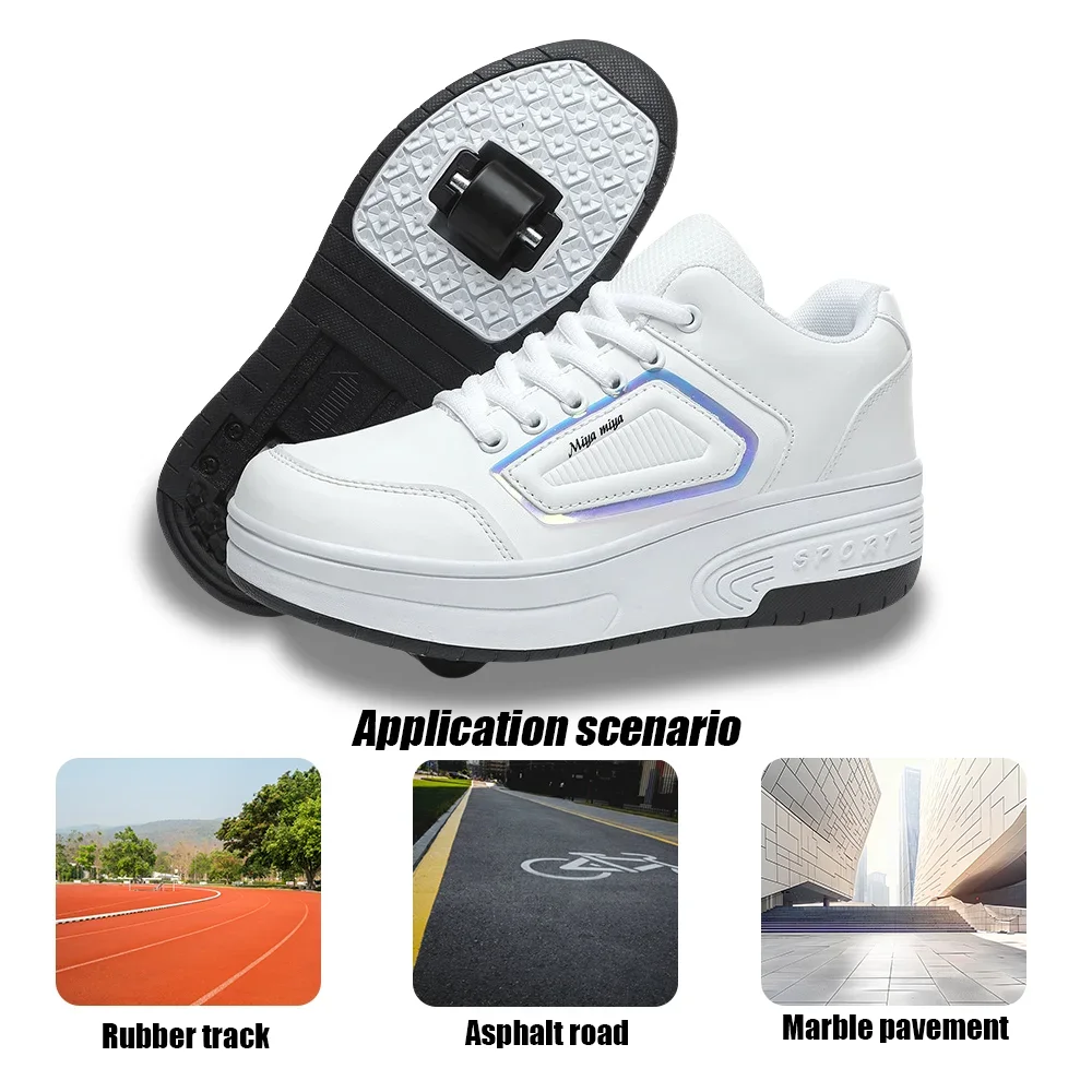 New Children'S Parkour Roller Skate Usb Charging Deformation Shoes Kids Adults Unisex Walking Running Casual Sneakers Gift