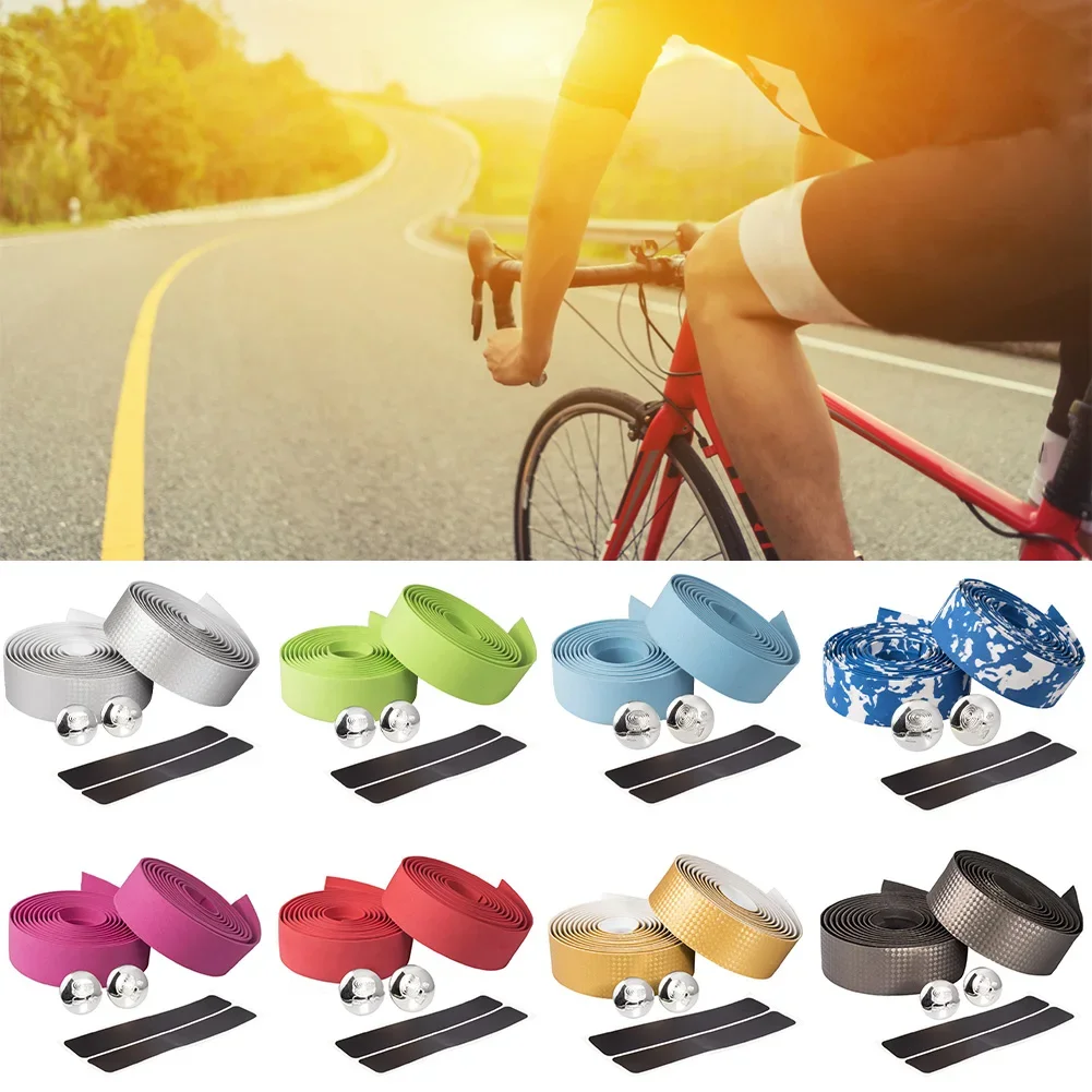 1Pc Bicycle Handlebar Tape Carbon/Camouflage Anti-Slip Damping Cycling Road Bike Handle Belt Wraps with Bar End Plugs