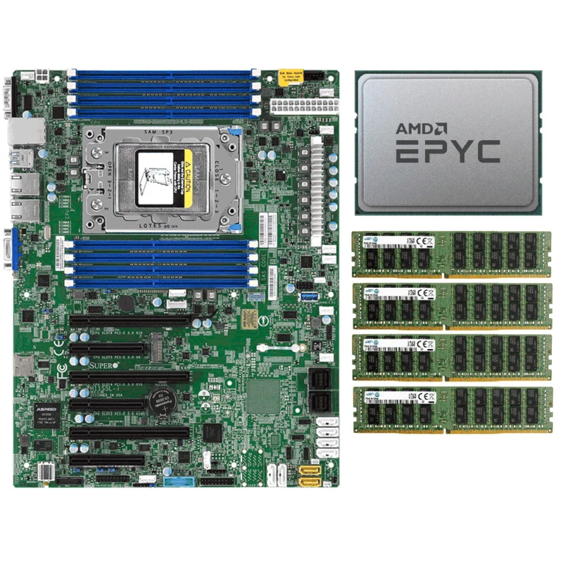 AMD EPYC 7551P CPU 32 Cores + Supermicro H11SSL-i Motherboard +4x 32GB 2133P RAM