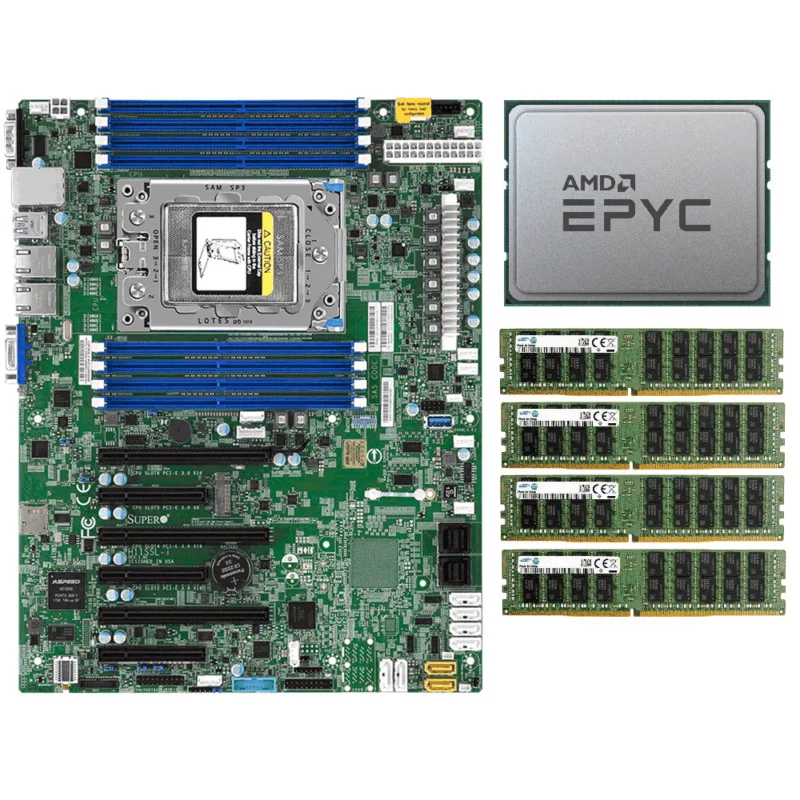 Amd epyc 7551p cpu 32コアプロセッサSupermicro H11SSL-iマザーボードサーバー4x 32GB 2133p ram