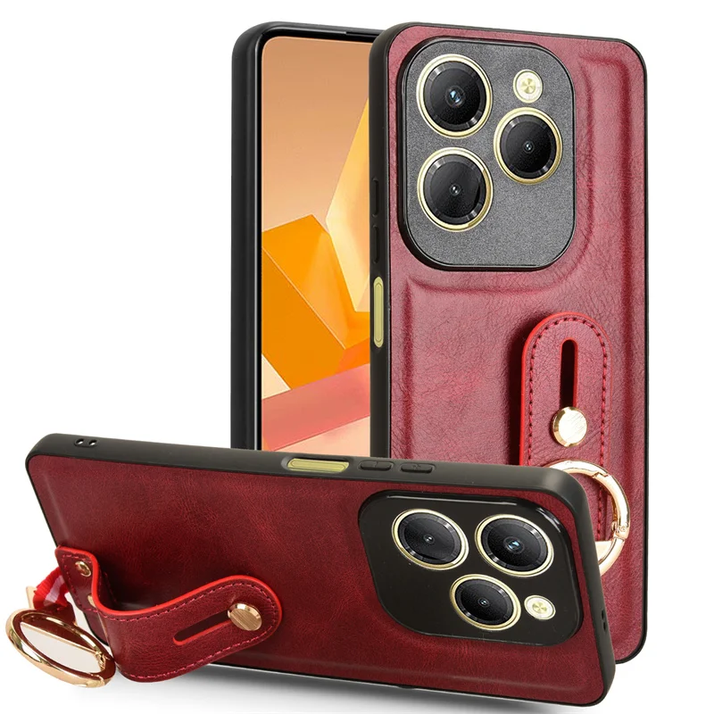For Tecno Spark 20 Pro 4G Anti detachment wrist strap holder with loop back cover for Tecno Spark 20 Pro 4G KJ6 Phone case
