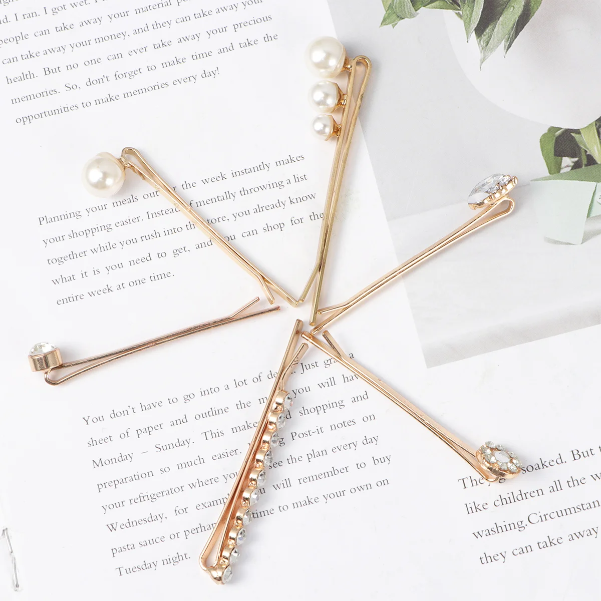 

12PCS Manmde Pearl Rhinestone Barrettes Side Clips Hair Clips Hair for Girls