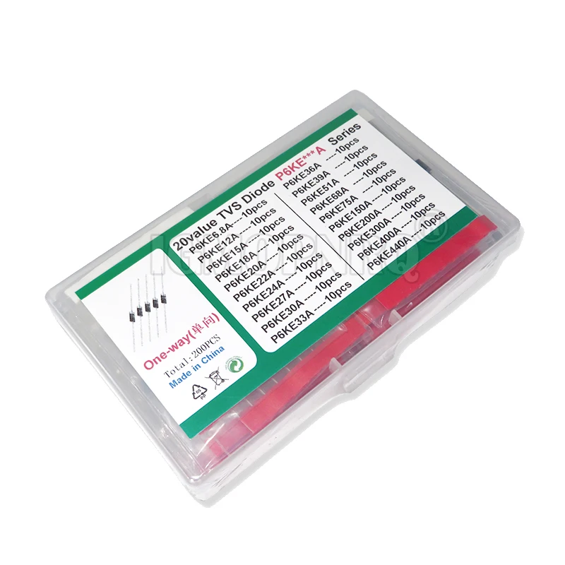 200 Pz 20 Valori P6Ke6.8A/Ca Kit Transistor Tvs 12/15/18/20/22/24/27/30/33/36/39/51/68/75/150/Diodo 200/300/400/440/A/Ca Nuovo